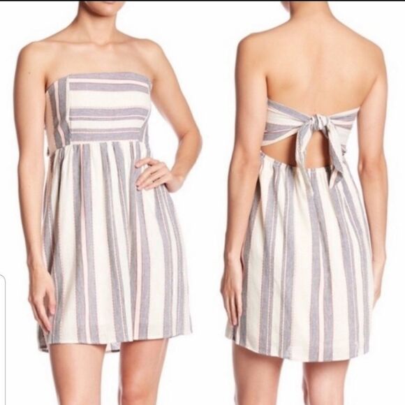 Socialite Striped Strapless Bandeau Dress - Picture 1 of 7